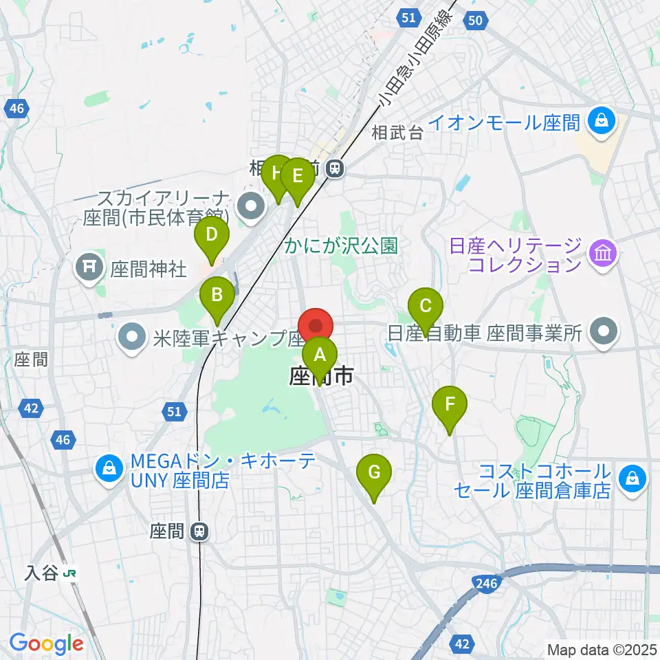 ハーモニーホール座間周辺のコンビニエンスストア一覧地図