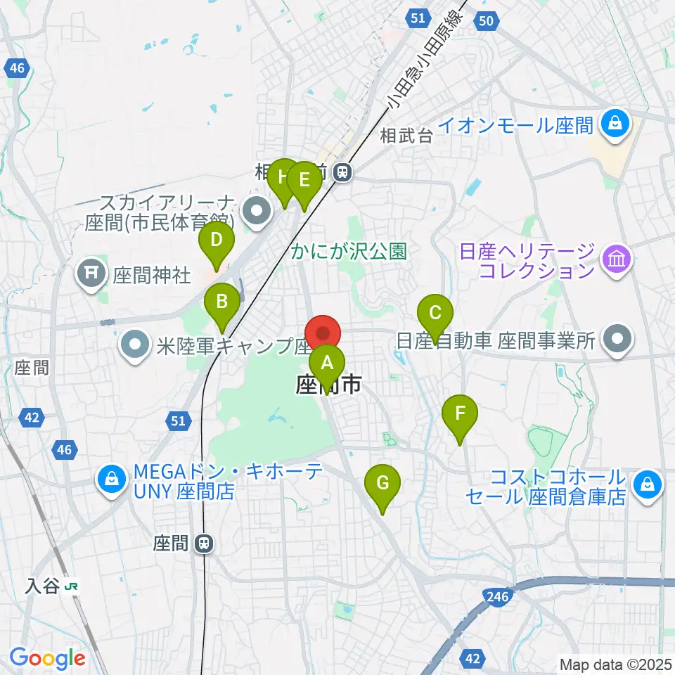 ハーモニーホール座間周辺のコンビニエンスストア一覧地図