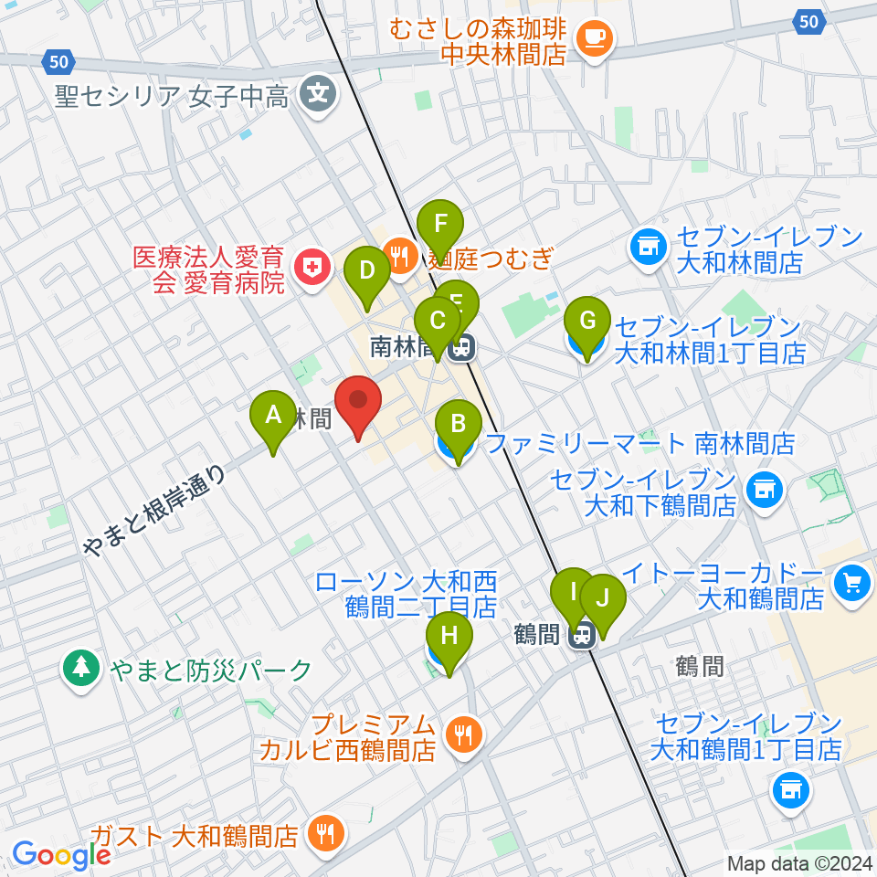 南林間ハイダウェイ周辺のコンビニエンスストア一覧地図