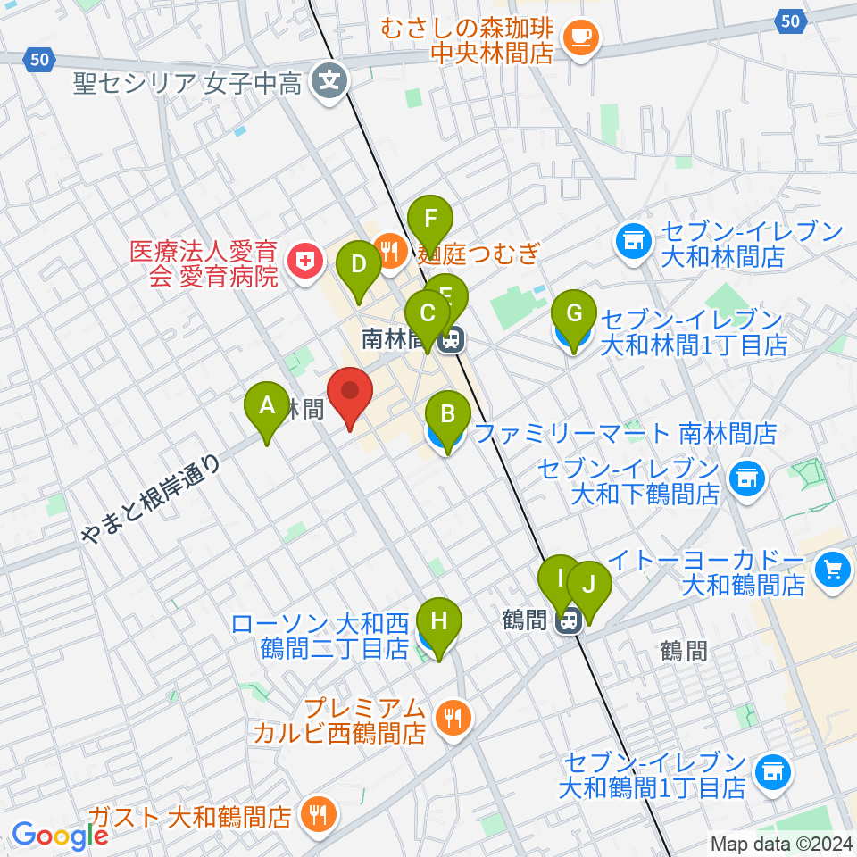 南林間ハイダウェイ周辺のコンビニエンスストア一覧地図