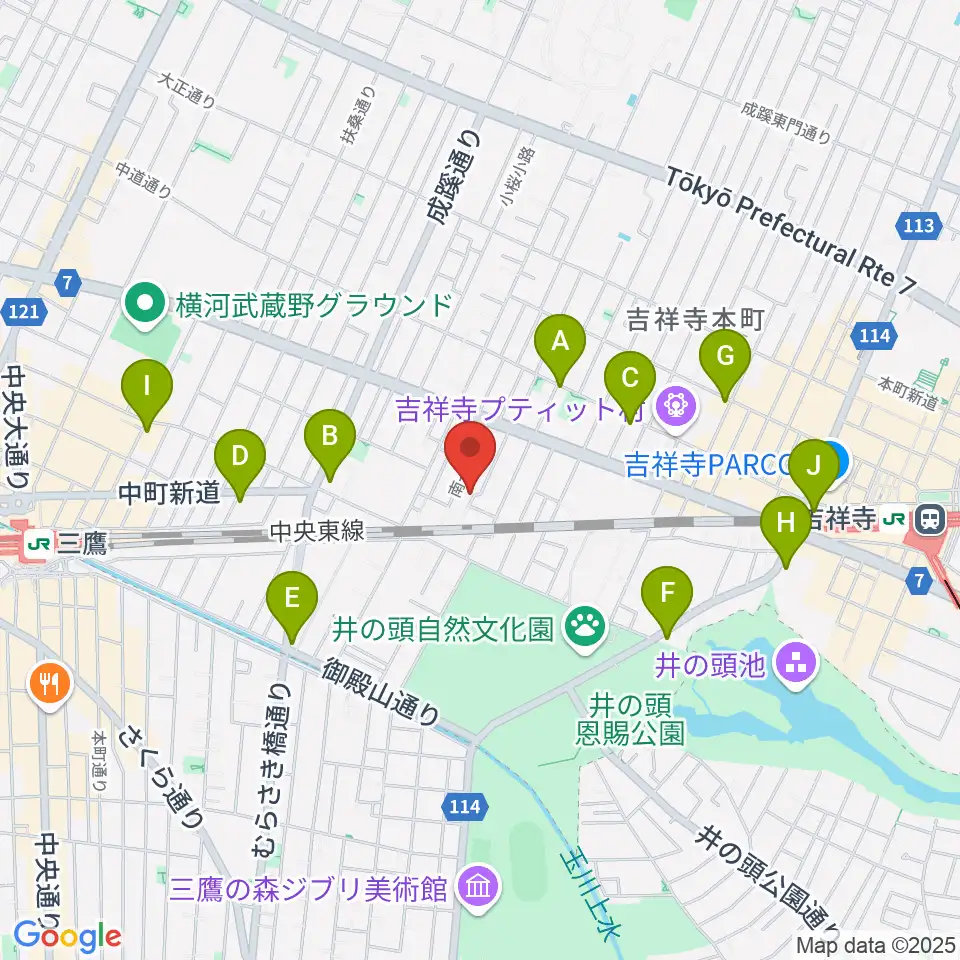 吉祥寺 江戸前レコーディングス周辺のコンビニエンスストア一覧地図
