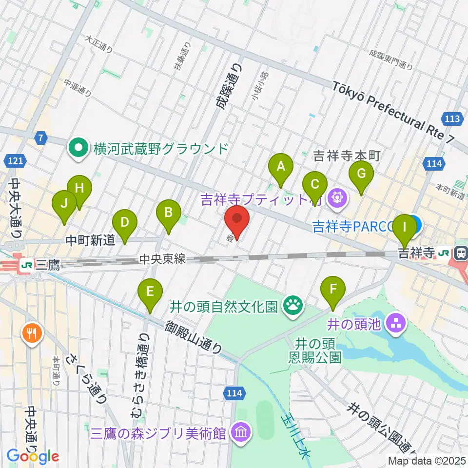 吉祥寺 江戸前レコーディングス周辺のコンビニエンスストア一覧地図