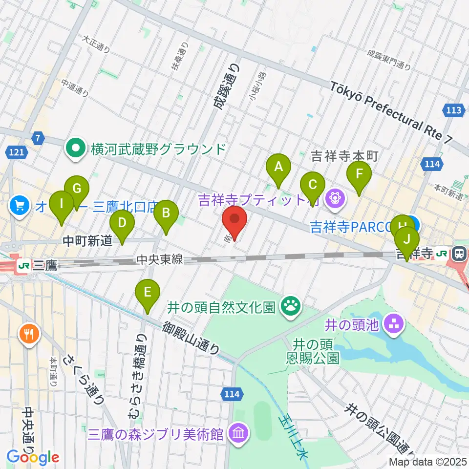 吉祥寺 江戸前レコーディングス周辺のコンビニエンスストア一覧地図