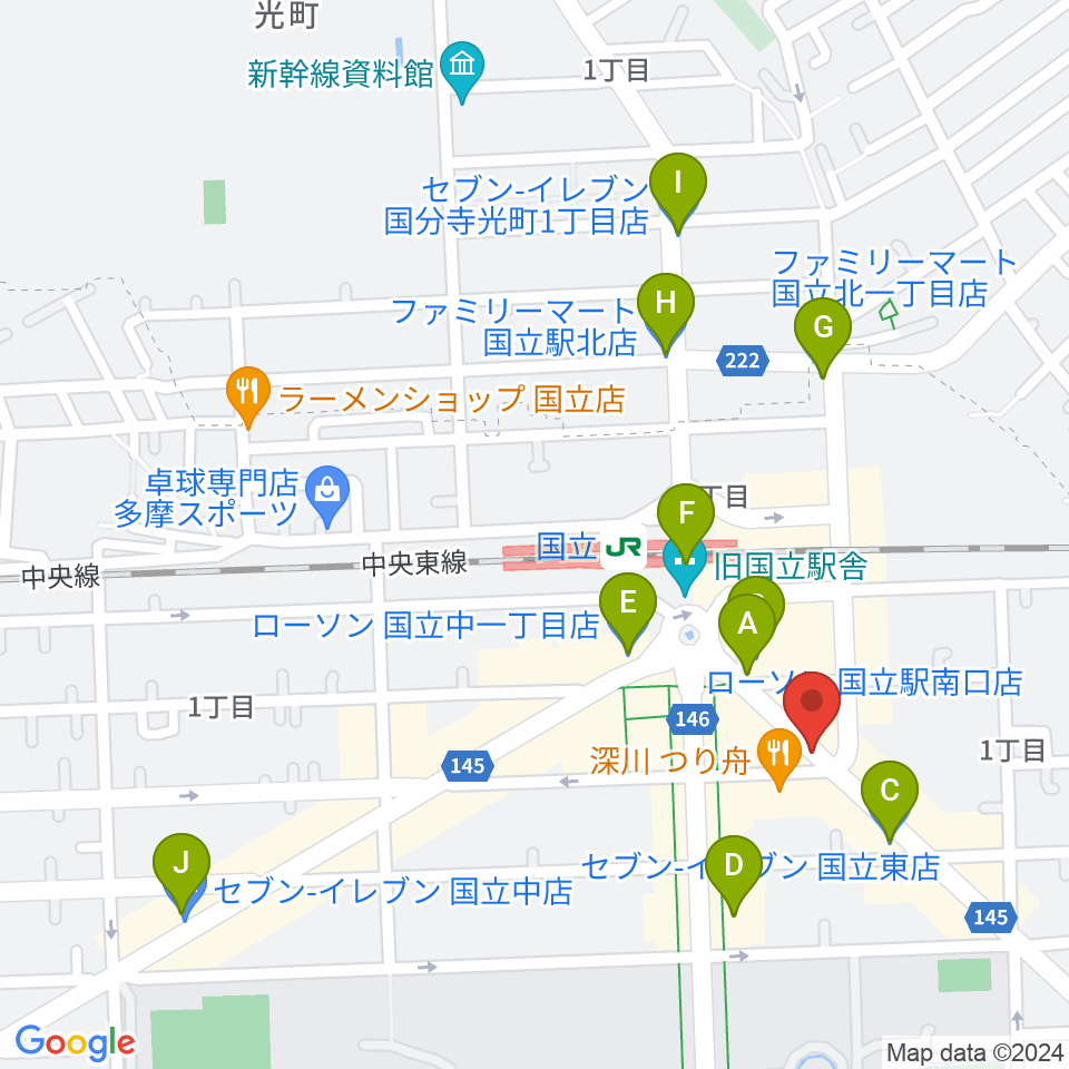 ハーバーライト周辺のコンビニエンスストア一覧地図