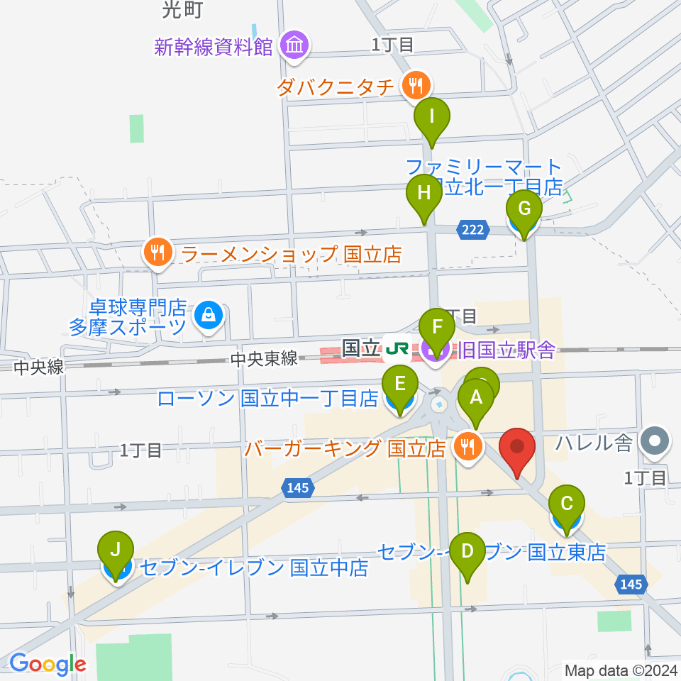 ハーバーライト周辺のコンビニエンスストア一覧地図