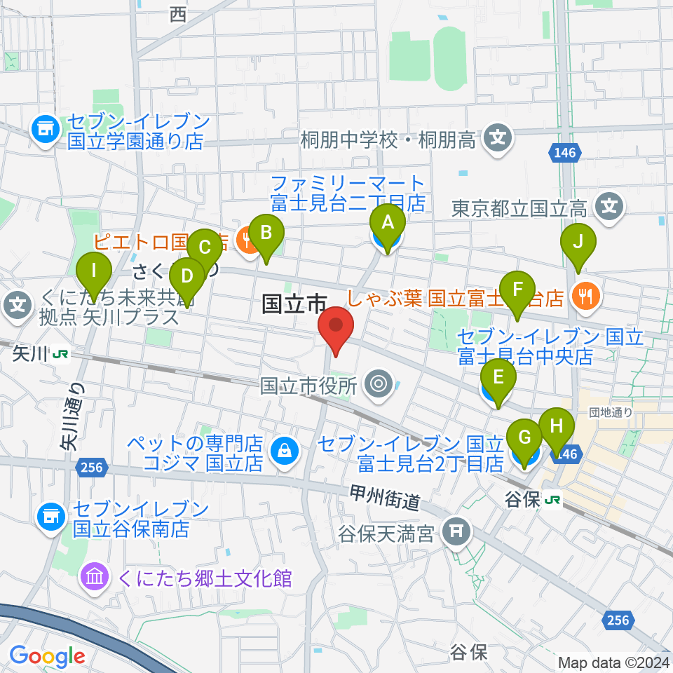 くにたち市民芸術小ホール周辺のコンビニエンスストア一覧地図