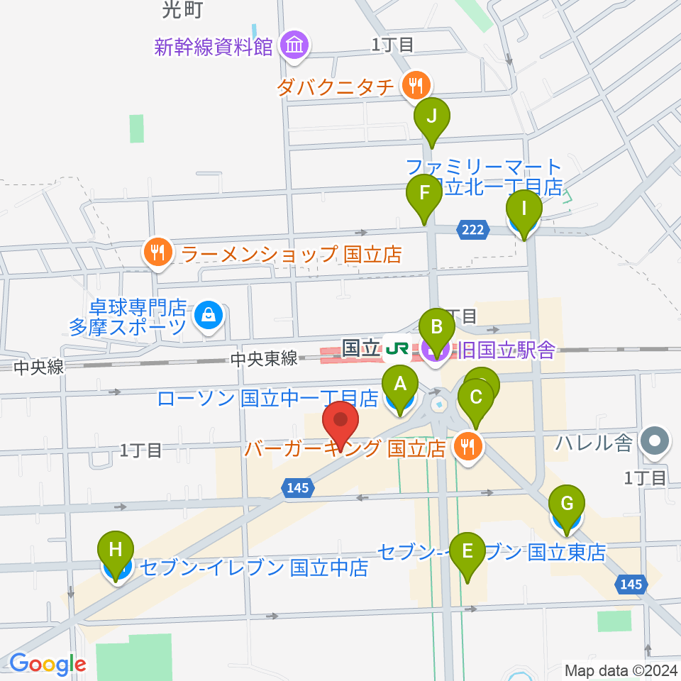 国立NO TRUNKS周辺のコンビニエンスストア一覧地図