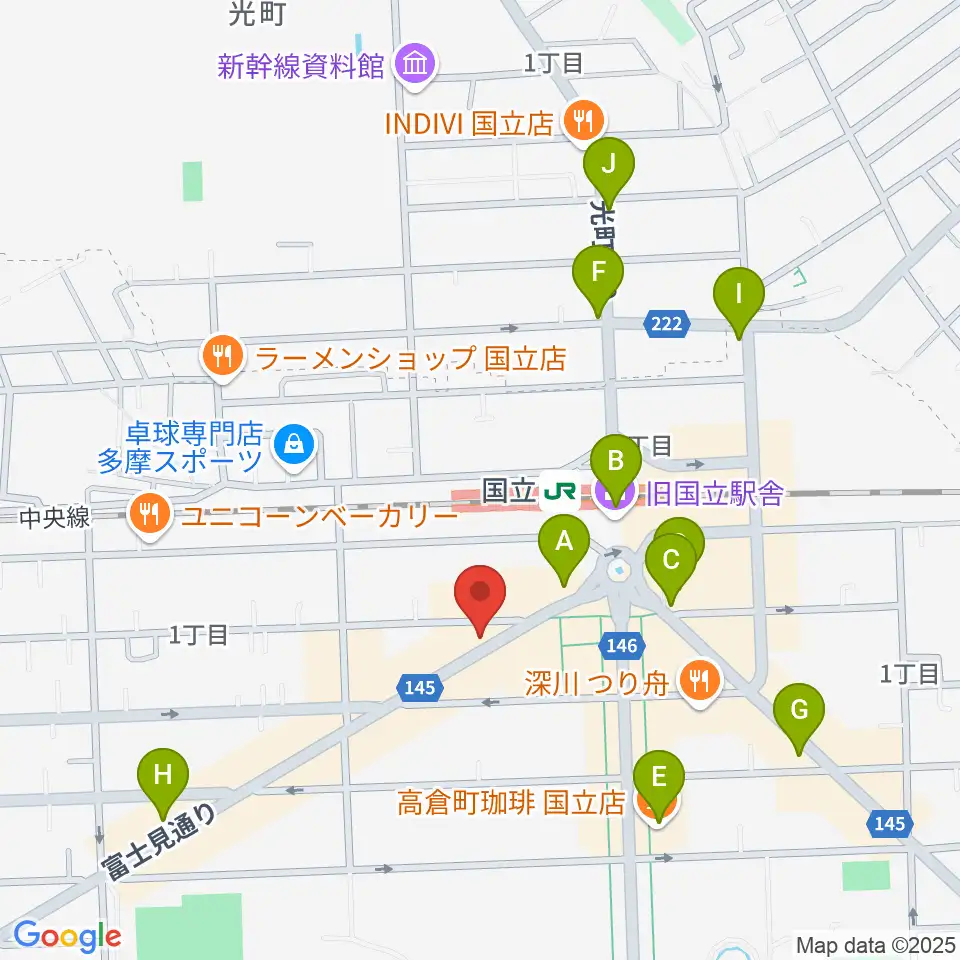 国立NO TRUNKS周辺のコンビニエンスストア一覧地図