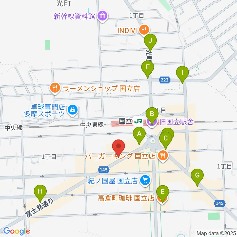 国立NO TRUNKS周辺のコンビニエンスストア一覧地図