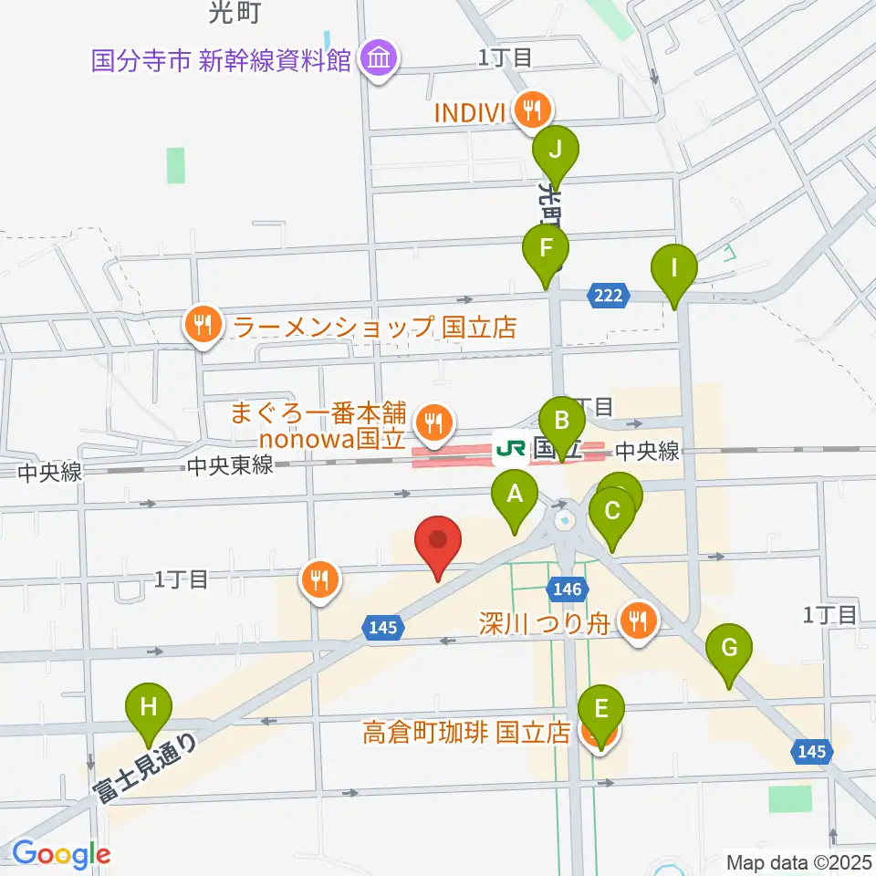 国立NO TRUNKS周辺のコンビニエンスストア一覧地図