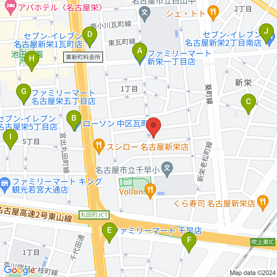 リフレクトスタジオ新栄店周辺のコンビニエンスストア一覧地図