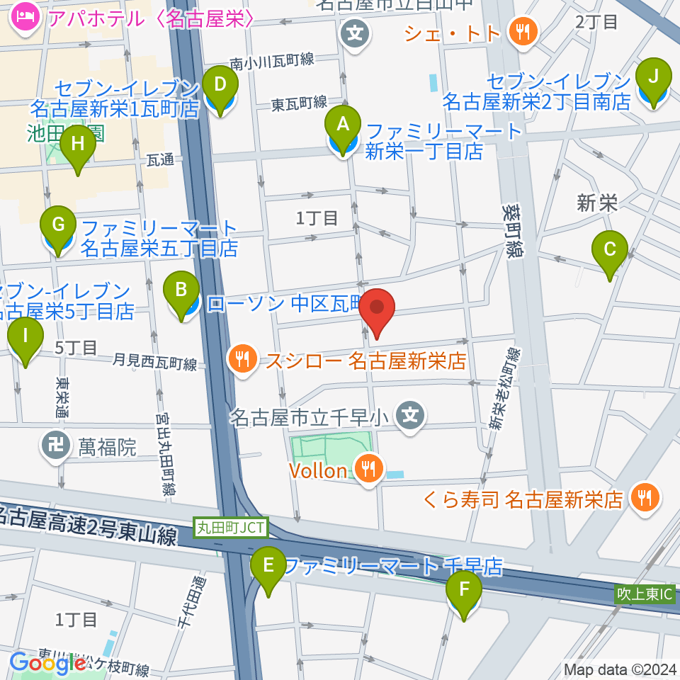 リフレクトスタジオ新栄店周辺のコンビニエンスストア一覧地図