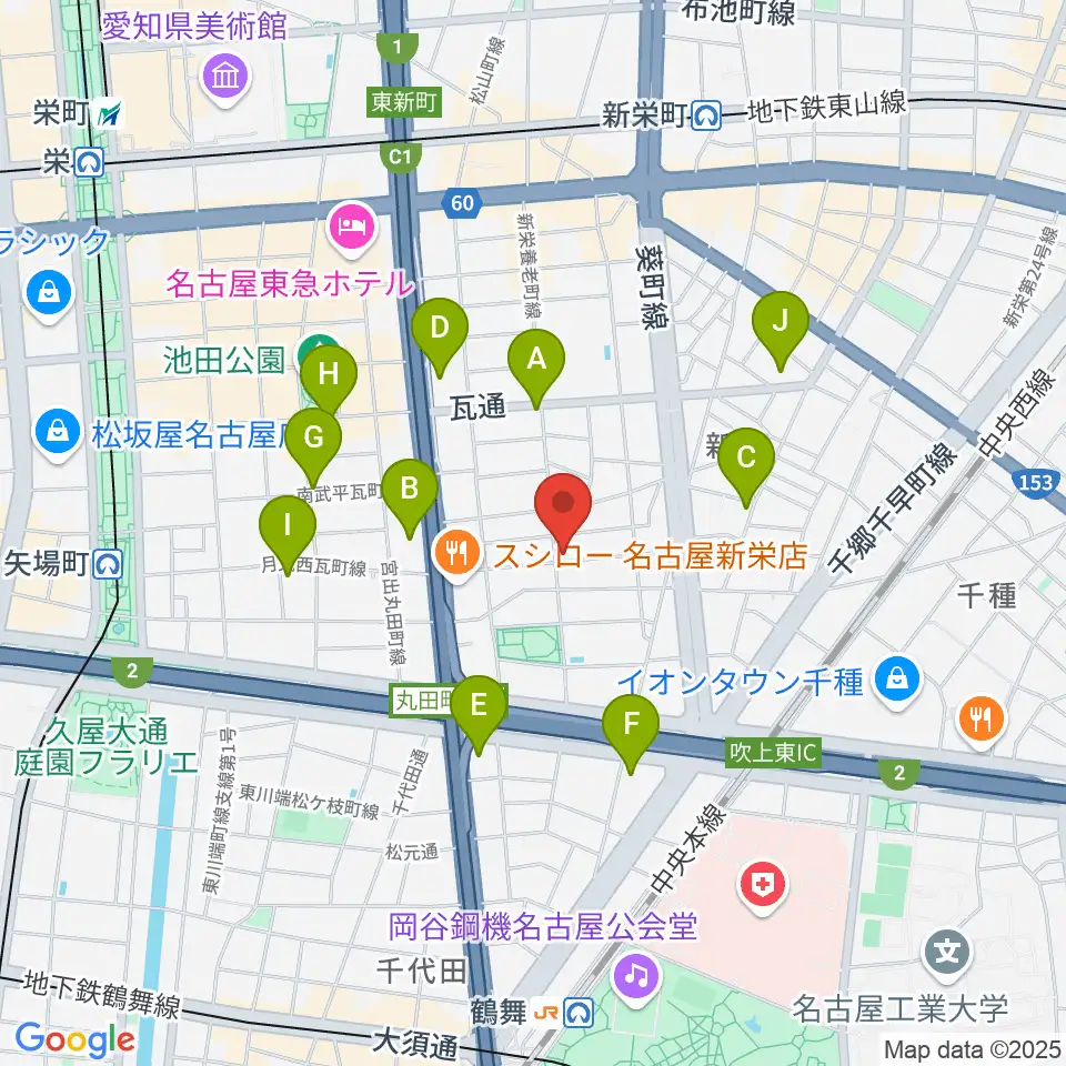 リフレクトスタジオ新栄店周辺のコンビニエンスストア一覧地図