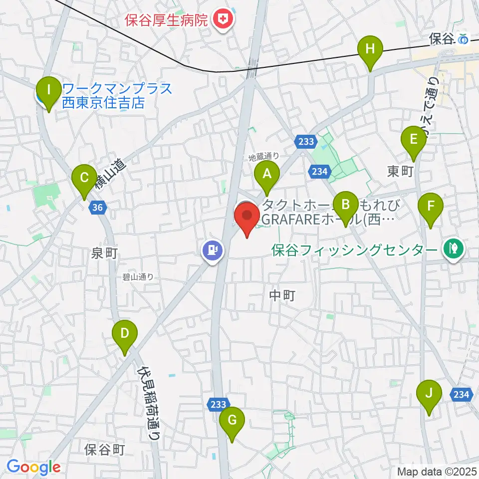 タクトホームこもれびGRAFAREホール周辺のコンビニエンスストア一覧地図