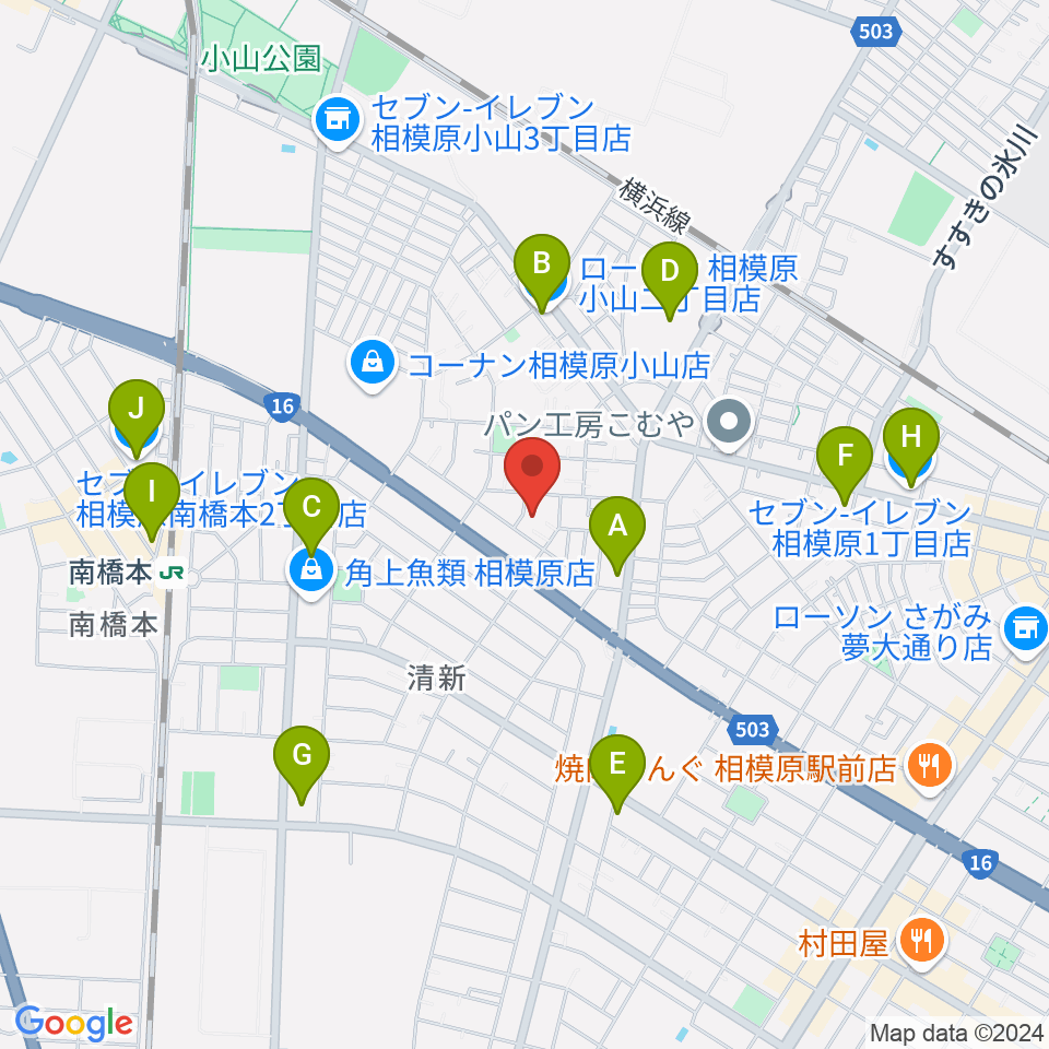 ベルベットルームスタジオ周辺のコンビニエンスストア一覧地図