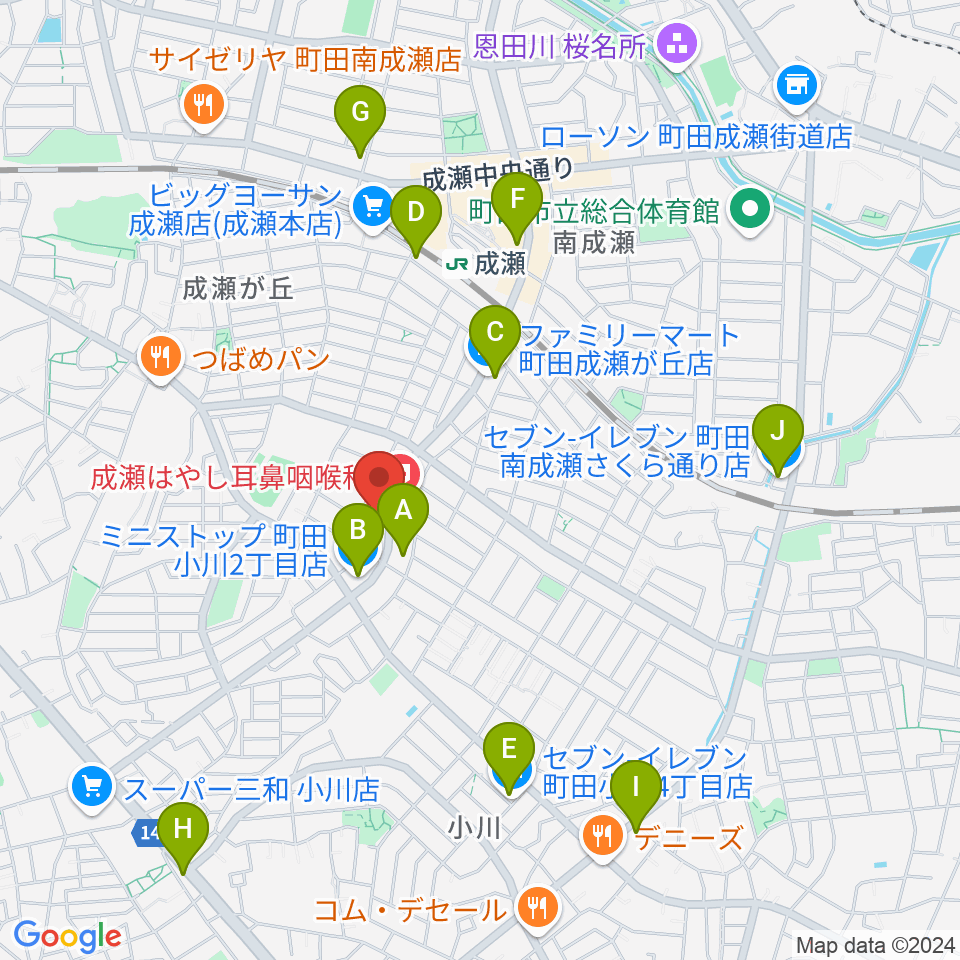 成瀬クロップ周辺のコンビニエンスストア一覧地図