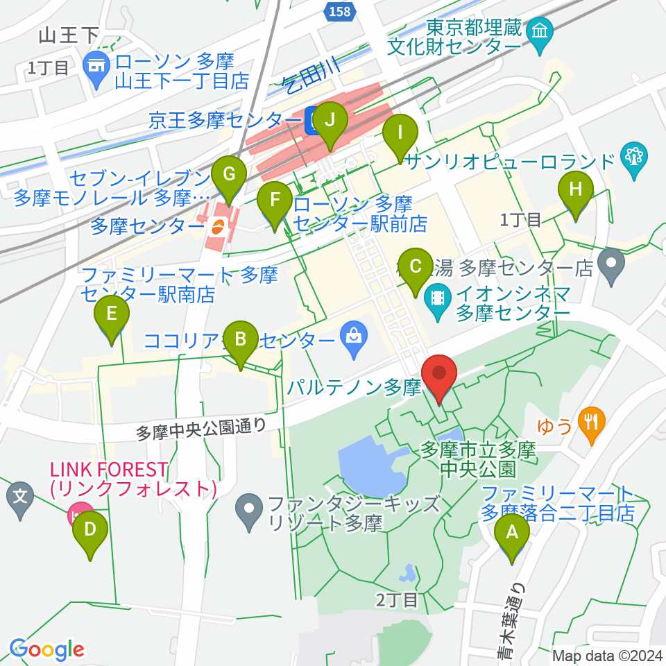 パルテノン多摩周辺のコンビニエンスストア一覧地図