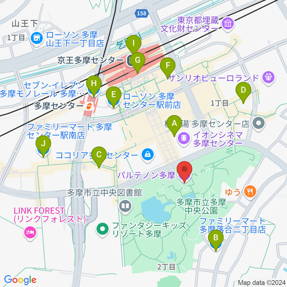 パルテノン多摩周辺のコンビニエンスストア一覧地図