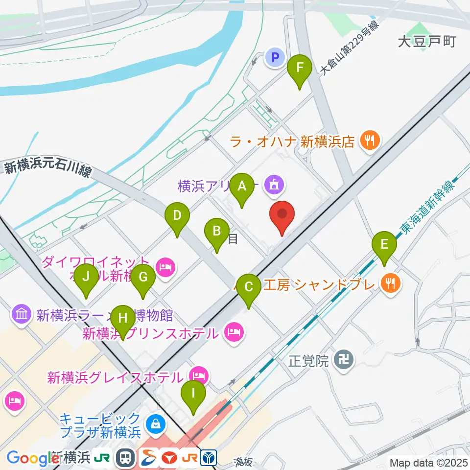 新横浜NEW SIDE BEACH周辺のコンビニエンスストア一覧地図