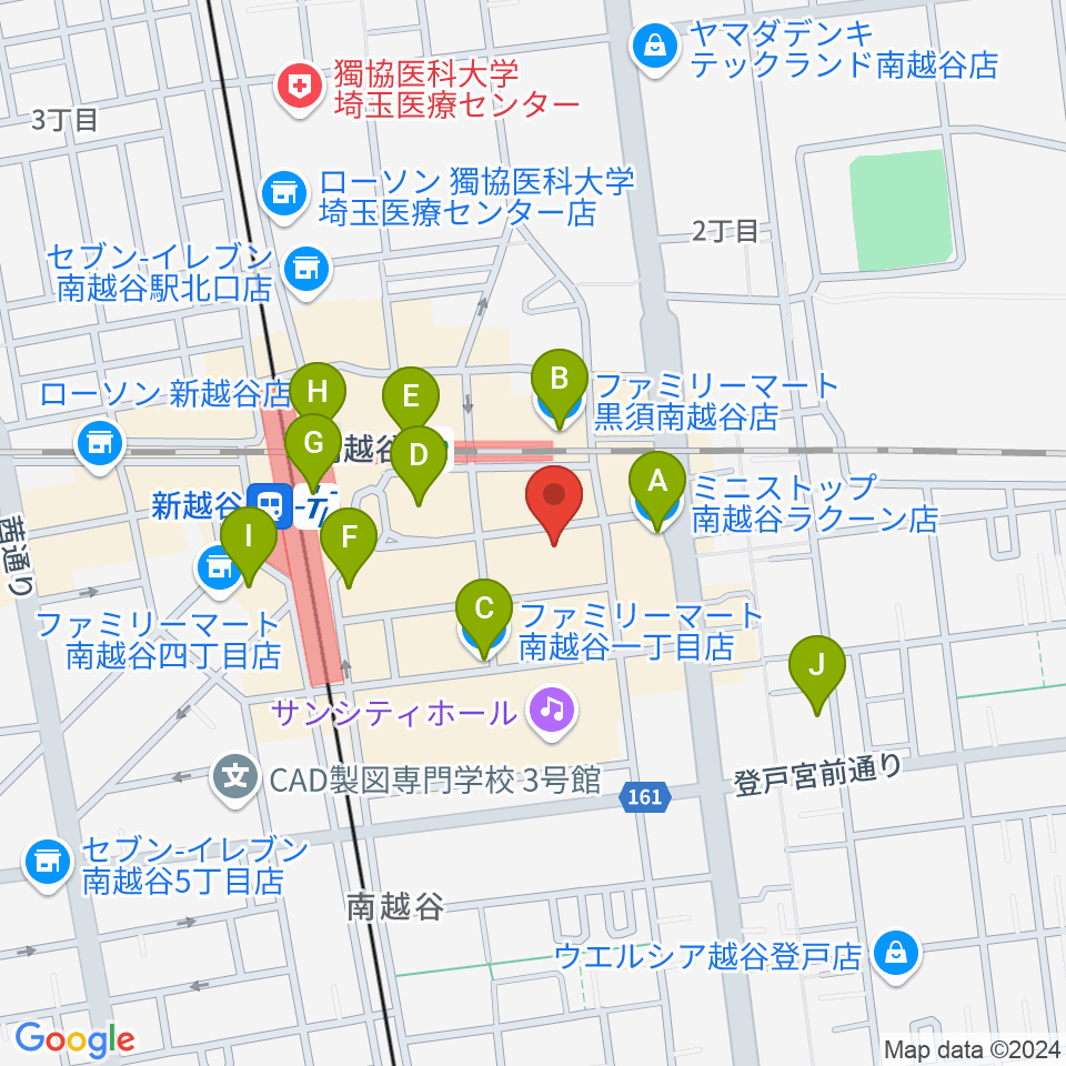 MACS大野楽器 南越谷店スタジオ周辺のコンビニエンスストア一覧地図