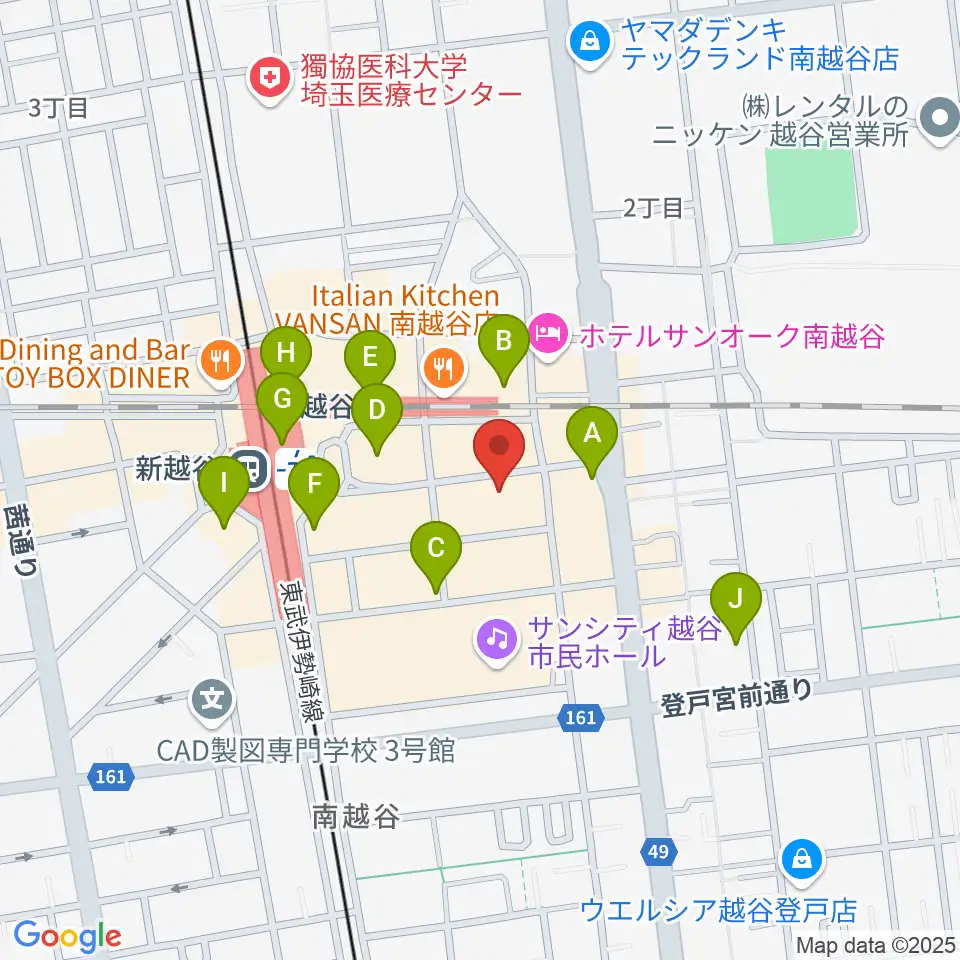 MACS大野楽器 南越谷店スタジオ周辺のコンビニエンスストア一覧地図