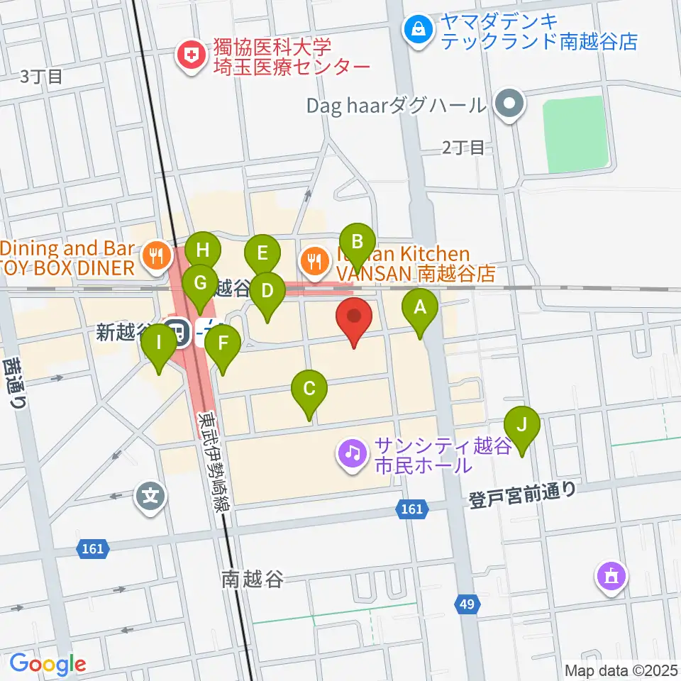 MACS大野楽器 南越谷店スタジオ周辺のコンビニエンスストア一覧地図