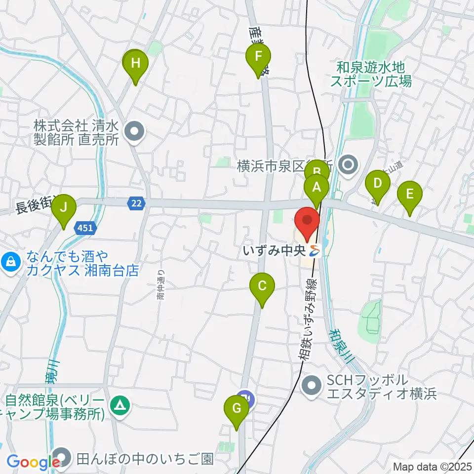 横浜市泉区民文化センター テアトルフォンテ周辺のコンビニエンスストア一覧地図