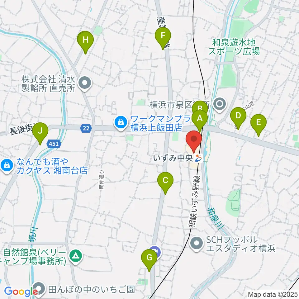 横浜市泉区民文化センター テアトルフォンテ周辺のコンビニエンスストア一覧地図