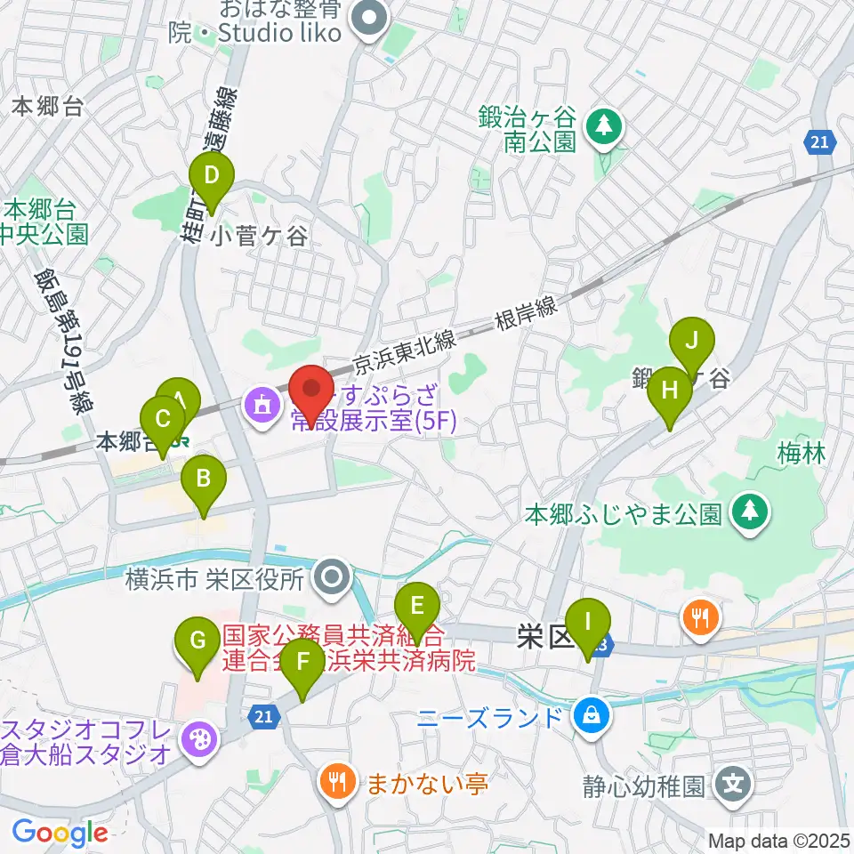 横浜市栄区民文化センター リリス周辺のコンビニエンスストア一覧地図