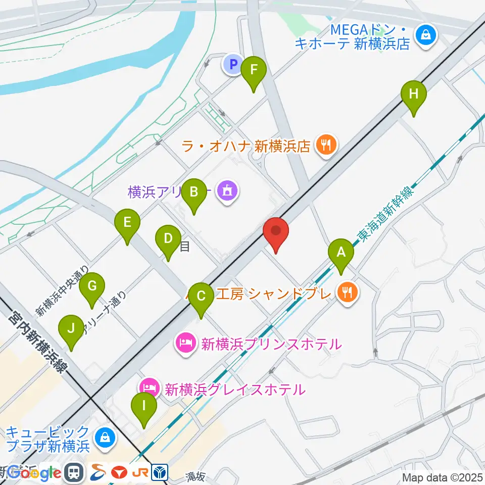 新横浜LiT周辺のコンビニエンスストア一覧地図