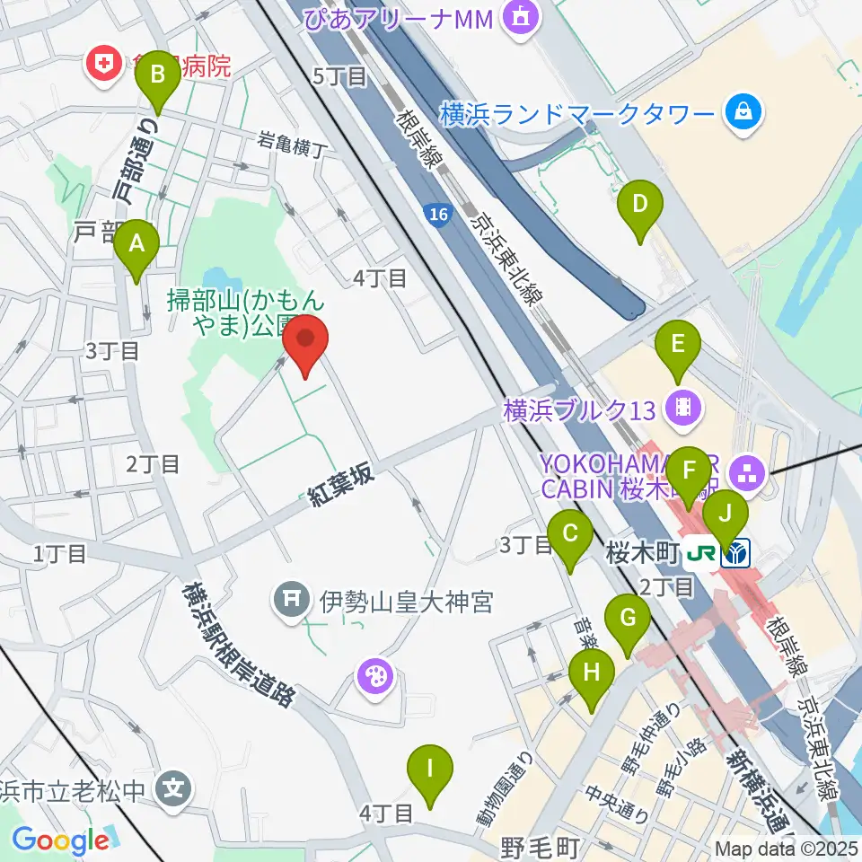 神奈川県立音楽堂周辺のコンビニエンスストア一覧地図