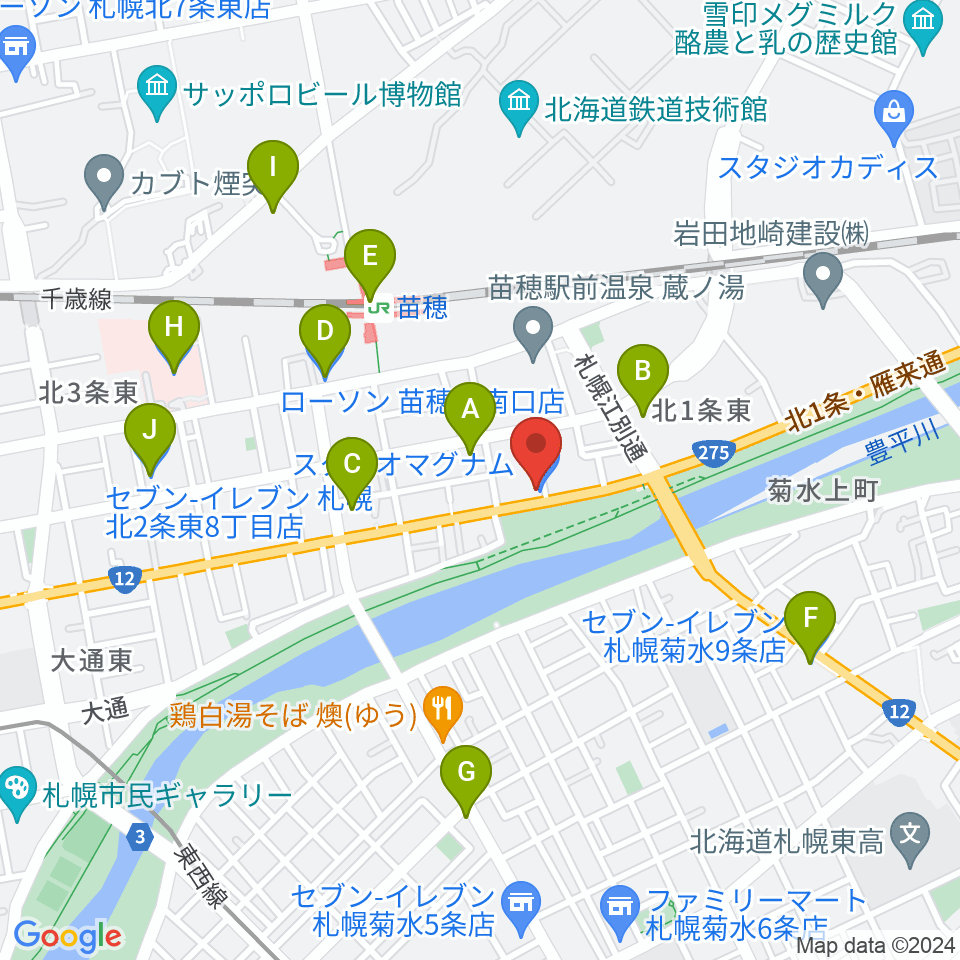 スタジオマグナム周辺のコンビニエンスストア一覧地図