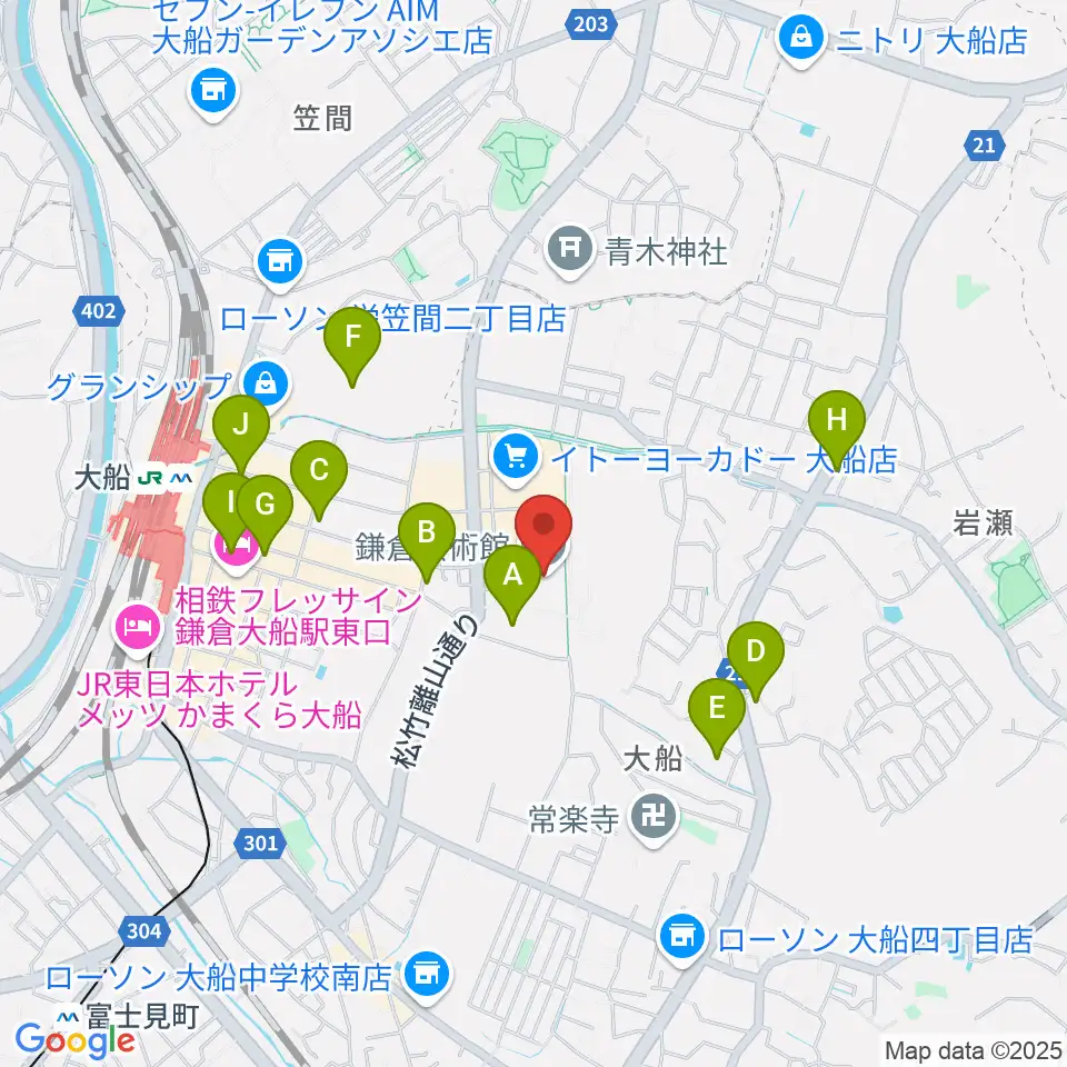 鎌倉芸術館周辺のコンビニエンスストア一覧地図