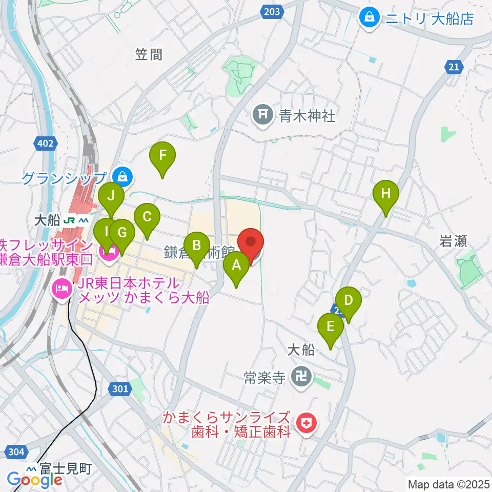 鎌倉芸術館周辺のコンビニエンスストア一覧地図