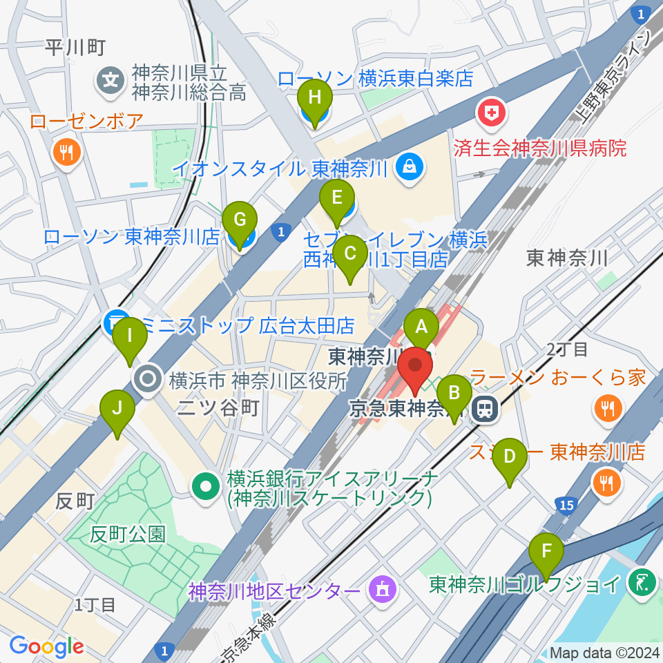 かなっくホール周辺のコンビニエンスストア一覧地図