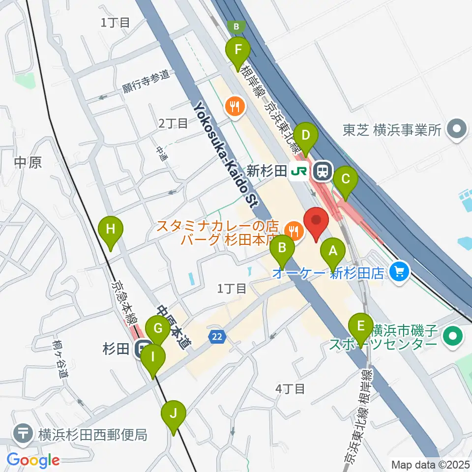 磯子区民文化センター杉田劇場周辺のコンビニエンスストア一覧地図