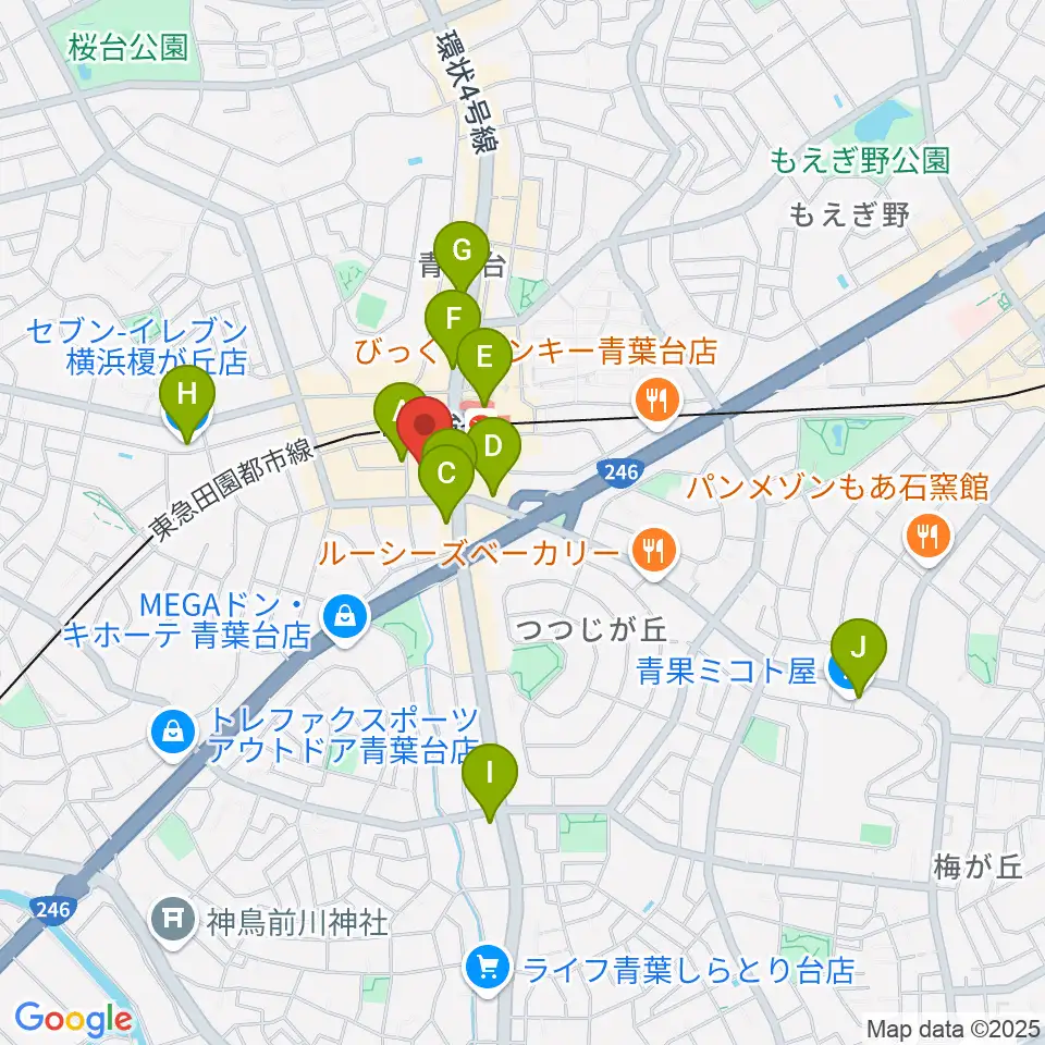 フィリアホール 横浜市青葉区民文化センター周辺のコンビニエンスストア一覧地図