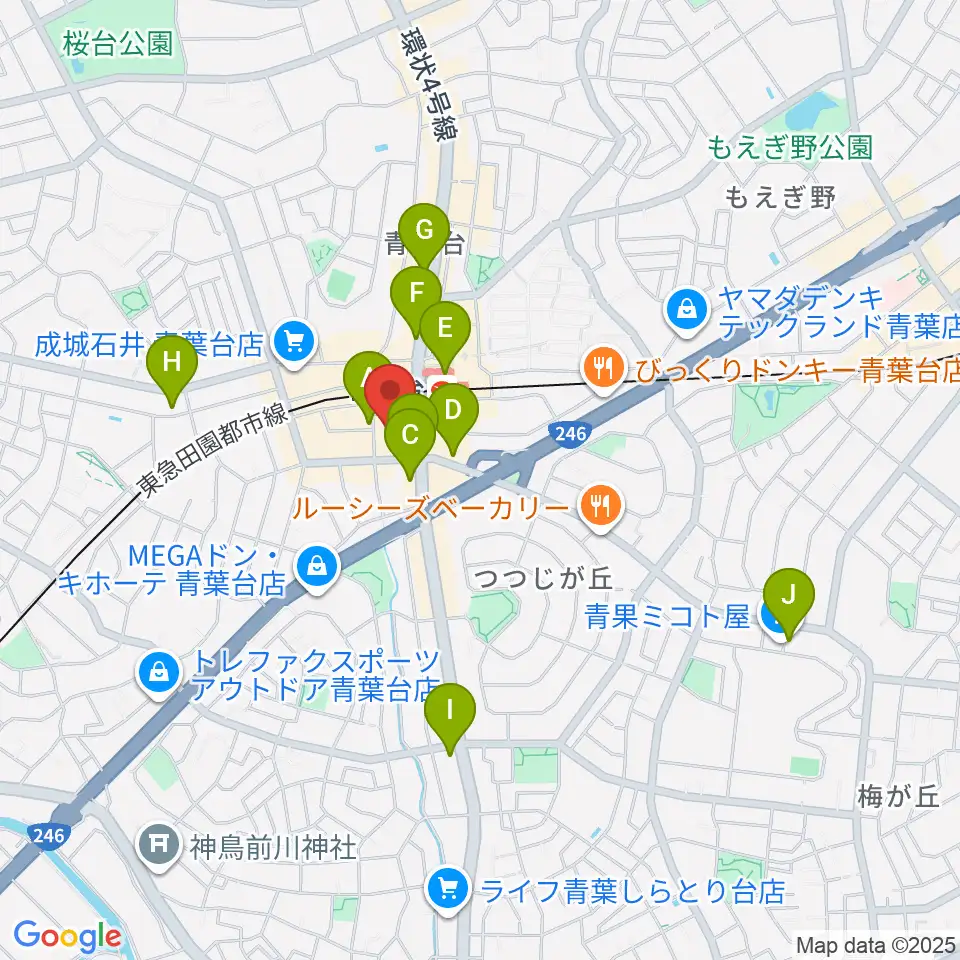 フィリアホール 横浜市青葉区民文化センター周辺のコンビニエンスストア一覧地図