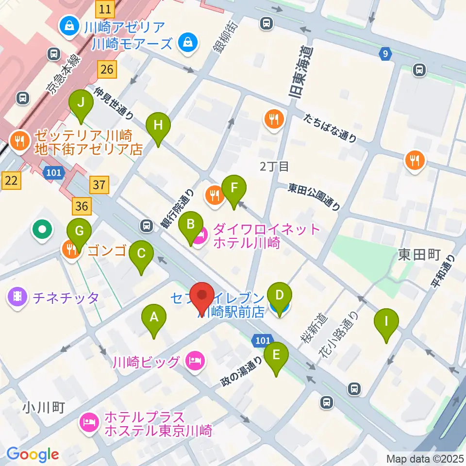 川崎セルビアンナイト周辺のコンビニエンスストア一覧地図