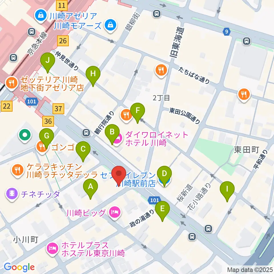 川崎セルビアンナイト周辺のコンビニエンスストア一覧地図