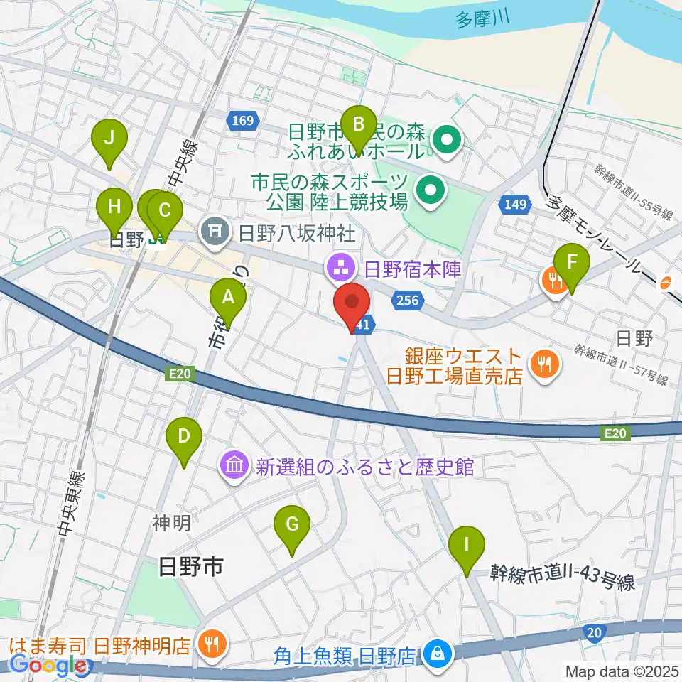 日野音楽教室周辺のコンビニエンスストア一覧地図