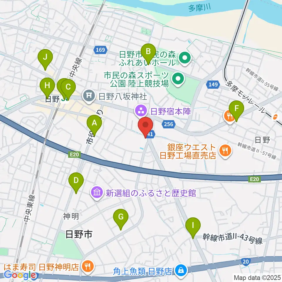 日野音楽教室周辺のコンビニエンスストア一覧地図