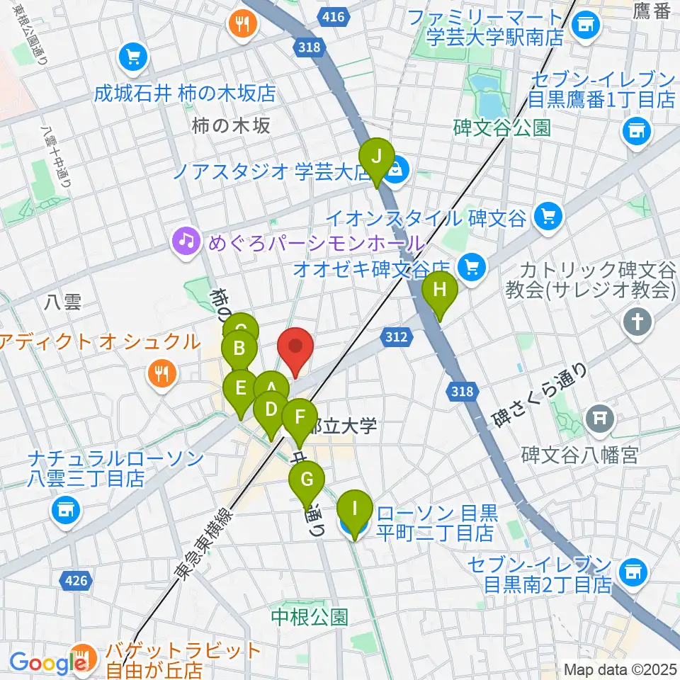 都立大学ジャミン周辺のコンビニエンスストア一覧地図