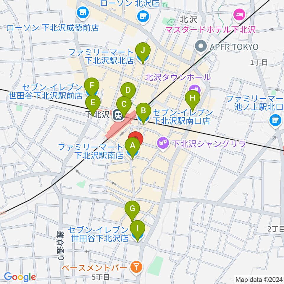 下北沢モナレコード周辺のコンビニエンスストア一覧地図