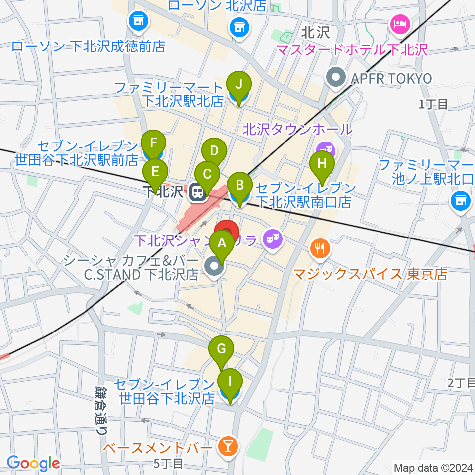 下北沢モナレコード周辺のコンビニエンスストア一覧地図