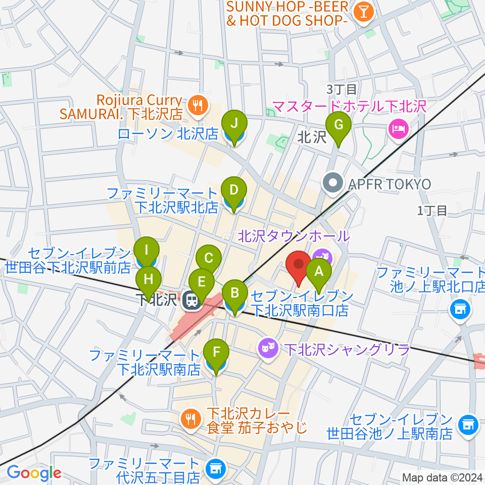 下北沢 music bar rpm周辺のコンビニエンスストア一覧地図