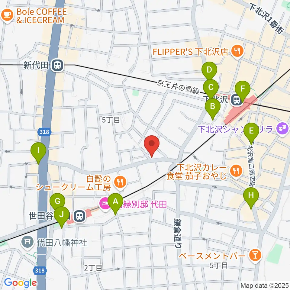 下北沢ボイスファクトリー周辺のコンビニエンスストア一覧地図