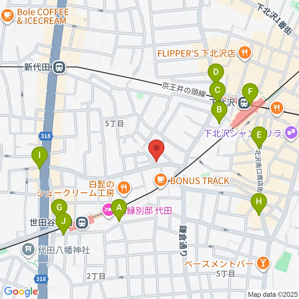 下北沢ボイスファクトリー周辺のコンビニエンスストア一覧地図