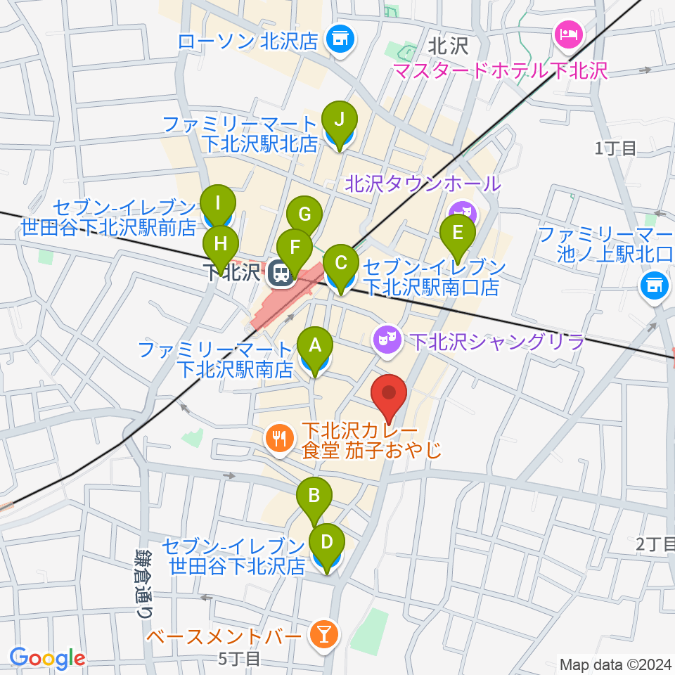 下北沢MOSAiC周辺のコンビニエンスストア一覧地図