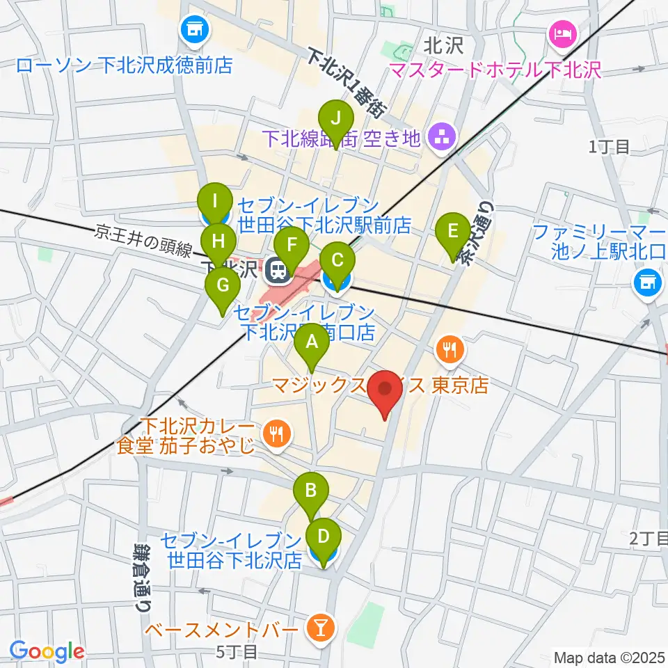 下北沢MOSAiC周辺のコンビニエンスストア一覧地図